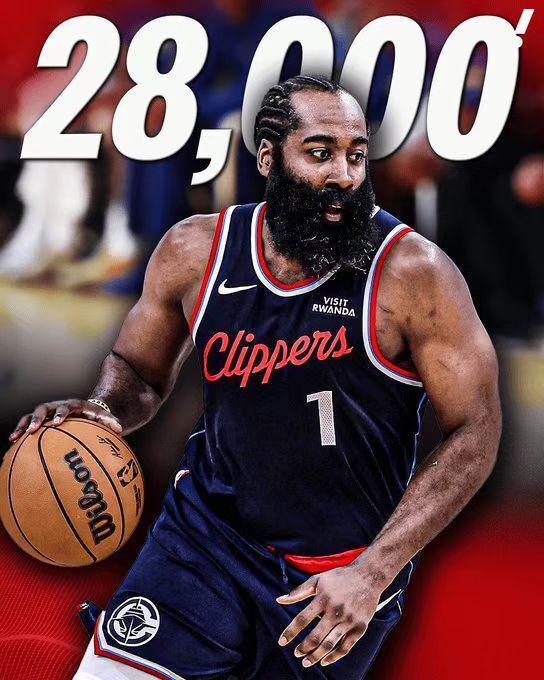 哈登28+6+5丢绝杀迎28000分里程