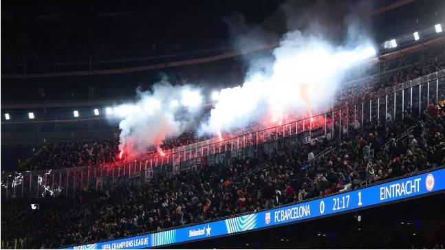 法兰克福球迷在诺坎普制造混乱，